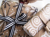 holiday wrapping with paper bags.